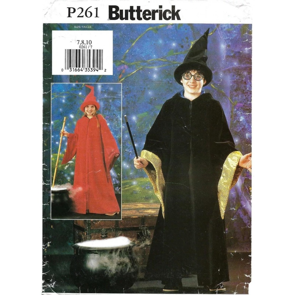 Butterick P261 Sewing Pattern Girls Boys Costume Robe Gown Easy Fit Sizes 7-10